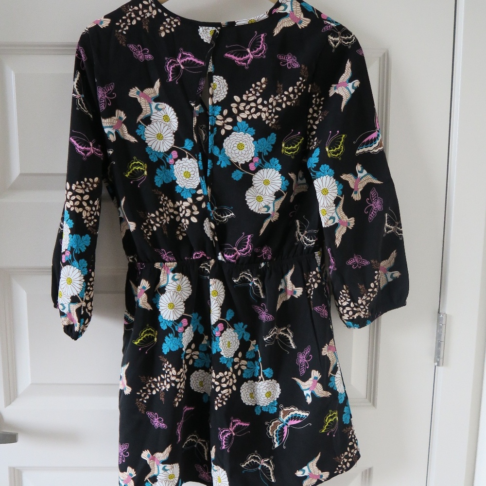Oboe Long Sleeve Butterfly and Floral Print Romper